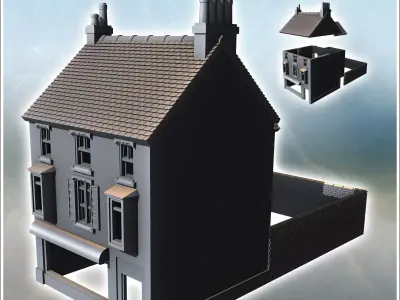 House with a ground-floor shop double bay windows on the upper f 3D print model