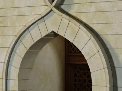 arabic exterior facade element set 805 Low-poly 3D model