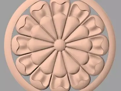 Furniture decoration round flower 3D STL model for CNC E898 3D model