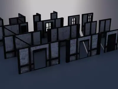 Medieval Wall Pack Modular Low Poly Architecture  Low-poly 3D model