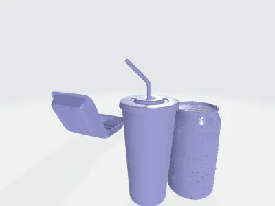 Fast Food Menu Packagings 3D Vizualisation Take Away High Poly 3D model