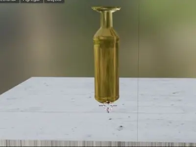 florero light fixture with gold shade 3D model