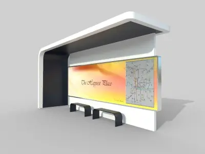 Bus Shelter 05 Low-poly 3D model