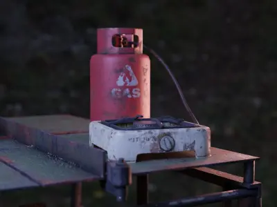 Small Old Gas Stove Low-poly 3D model
