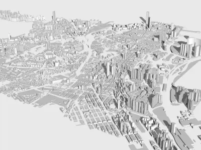 Hong Kong City Low-poly 3D model