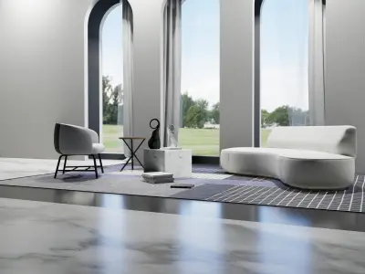 Lounge furniture curve sofa and chair 3d models  3D model