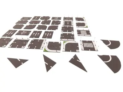 Road Pack - Extended-City Roads 3D model 6