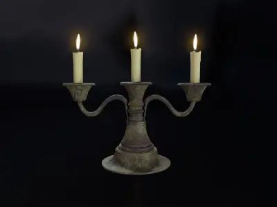 Medieval Candle Stand V02 Low-poly 3D model