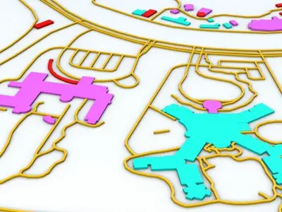 Disneyland Hong Kong Road Network Buildings and Streets 3D model