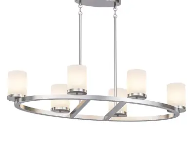 Daimlen 6 six light chandelier with frosted glass shades 3D model