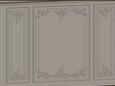 French Plaster Molding Accent Wall 3D model