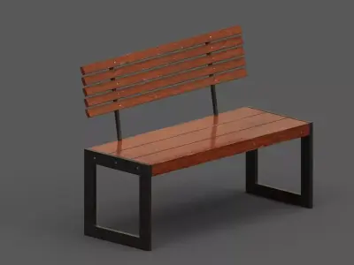 Street Bench Low-poly 3D model