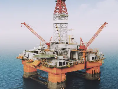  DETAILED Semi Submersible Oil Rig 
