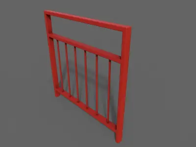 PBR Pedestrian Guard Rail Red V4 Low-poly 3D model