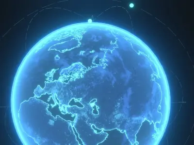 Animated Hologram Planet Earth Sci-Fi 3D Model 8k Textures Low-poly 3D model