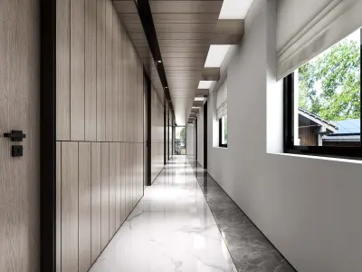 Complete Elevator Corridor Lobby Kit - Full Set of  3D Models Low-poly 3D model