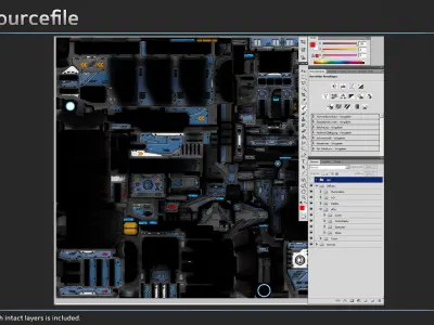 Scifi Modular Hangar Low-poly 3D model