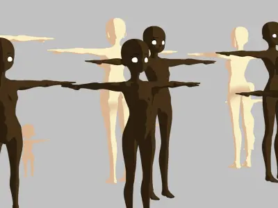 Rigged Black - White Female Characters Pack - x22 Manga models Low-poly 3D model