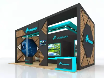 Exhibition Stand Booth Stall 10x6m Height 500cm 3 Side Open 3D model