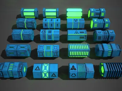 NGon Box Collection Plastic Low-poly 3D model