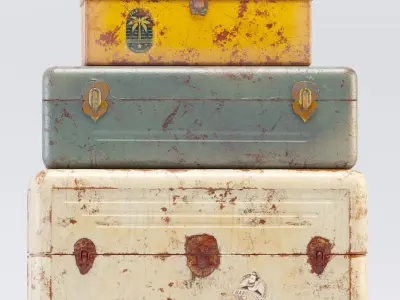 Vintage Metal Boxes Low-poly 3D model