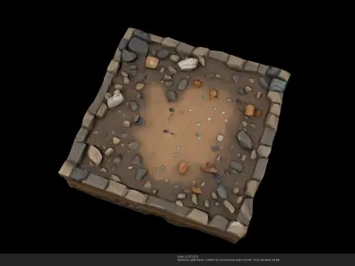 Stylized Ground Tile - Dirt Patch with Stones 3D Model - AI Low-poly 3D model