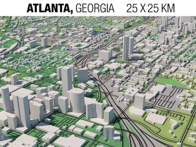Atlanta Georgia USA 25x25km 3D City Map 3D model