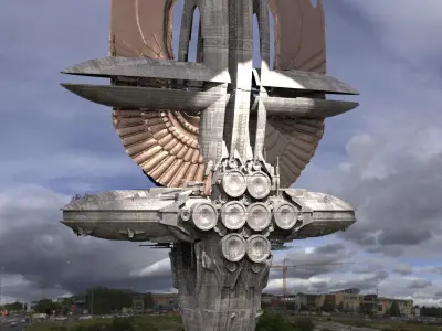 Floating Angel monolith Sci-fi Base 3 3D model