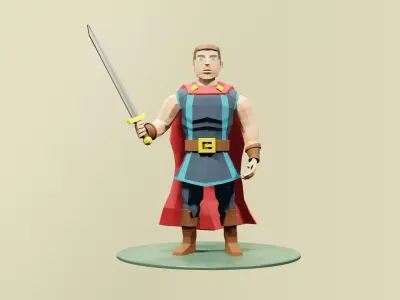 Low Poly Medieval Hero Low-poly 3D model