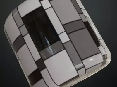 Modern Abstract Mondrian-Style Geometric Tiles PBR Seamless Texture