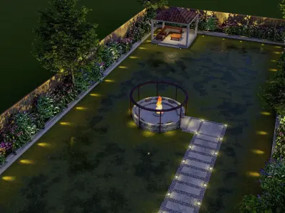 backyard landscape of small house 3d model 3D model