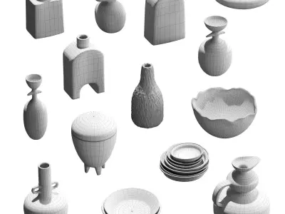 Pottery set v2 - 14 models 3D model