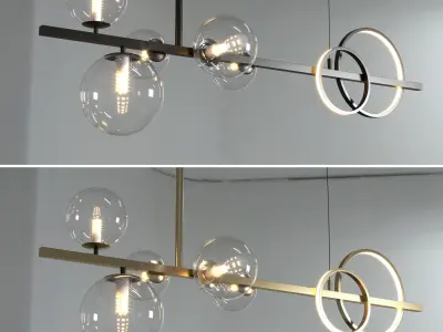Artpad Modern European GlassBubble Diningroom Pendant Black gold 3D model