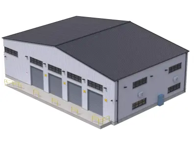 Industrial Building Low-poly 3D model 11