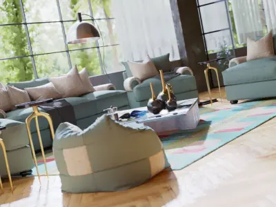 Loft Interior House Cinema 4D Corona Scene Free 3D model