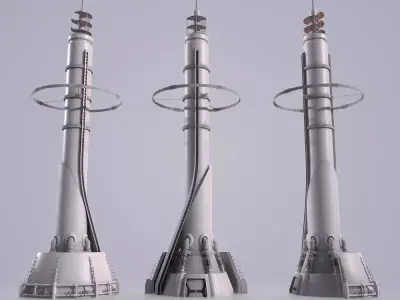 Sci-fi Tower Low-poly 3D model buy