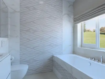 Cozy bathroom with light tiles 3D model purchase