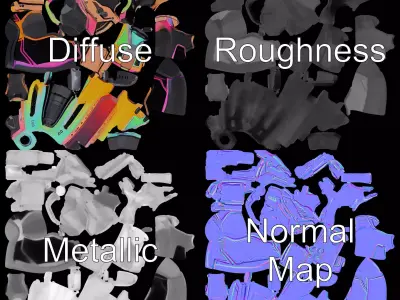 Iridescent Revolver model pack Low-poly 3D model