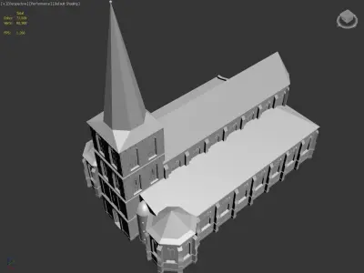 CityKirche Church Monchengladbach  Low-poly 3D model