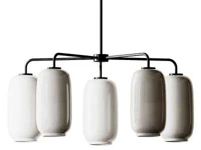 Sculptural Glass 5-Light Pebble Chandelier - Milk 3D model