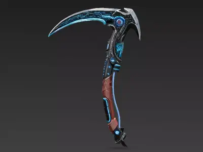 Cartoon Cyber Scythe PBR 3D Model Low-poly 3D model