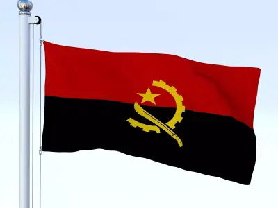 Animated Angola Flag Low-poly 3D model