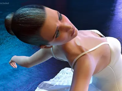  Ballet Dancer in Tutu Outfit Rigged for Cinema 4D 