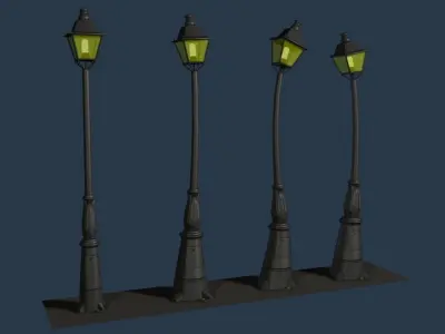 Streetlamp four street lamps 3D model