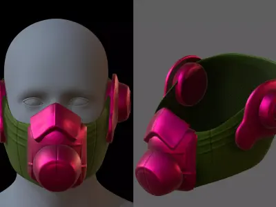 Gas mask helmet 3d model scifi Low-poly  Low-poly 3D model