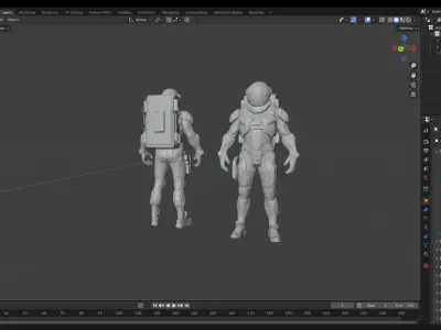  Futuristic Space Explorer game ready  character Low-poly 3D model