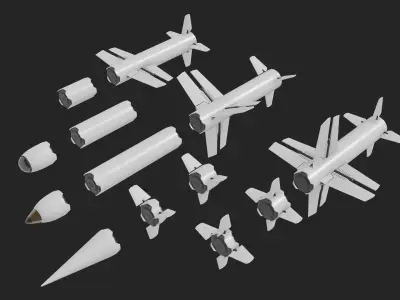 Sci Fi Missile Blade - series Kit Low-poly 3D model