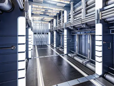 Sci Fi Corridor Tunnel Low-poly 3D model