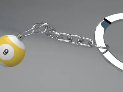 9 Snooker Ball with Keychain 3D model