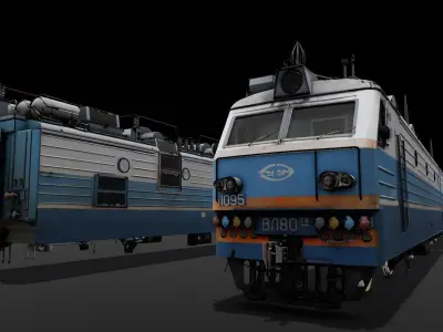 Soviet-built VL80 P electric locomotive 3D Model  Low-poly 3D model